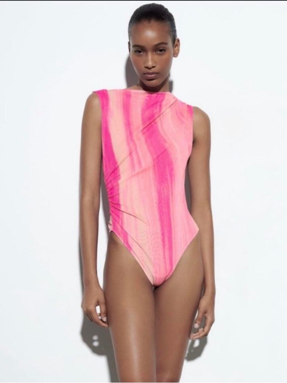 Zara Pink Gradient Mesh One-Piece Bodysuit